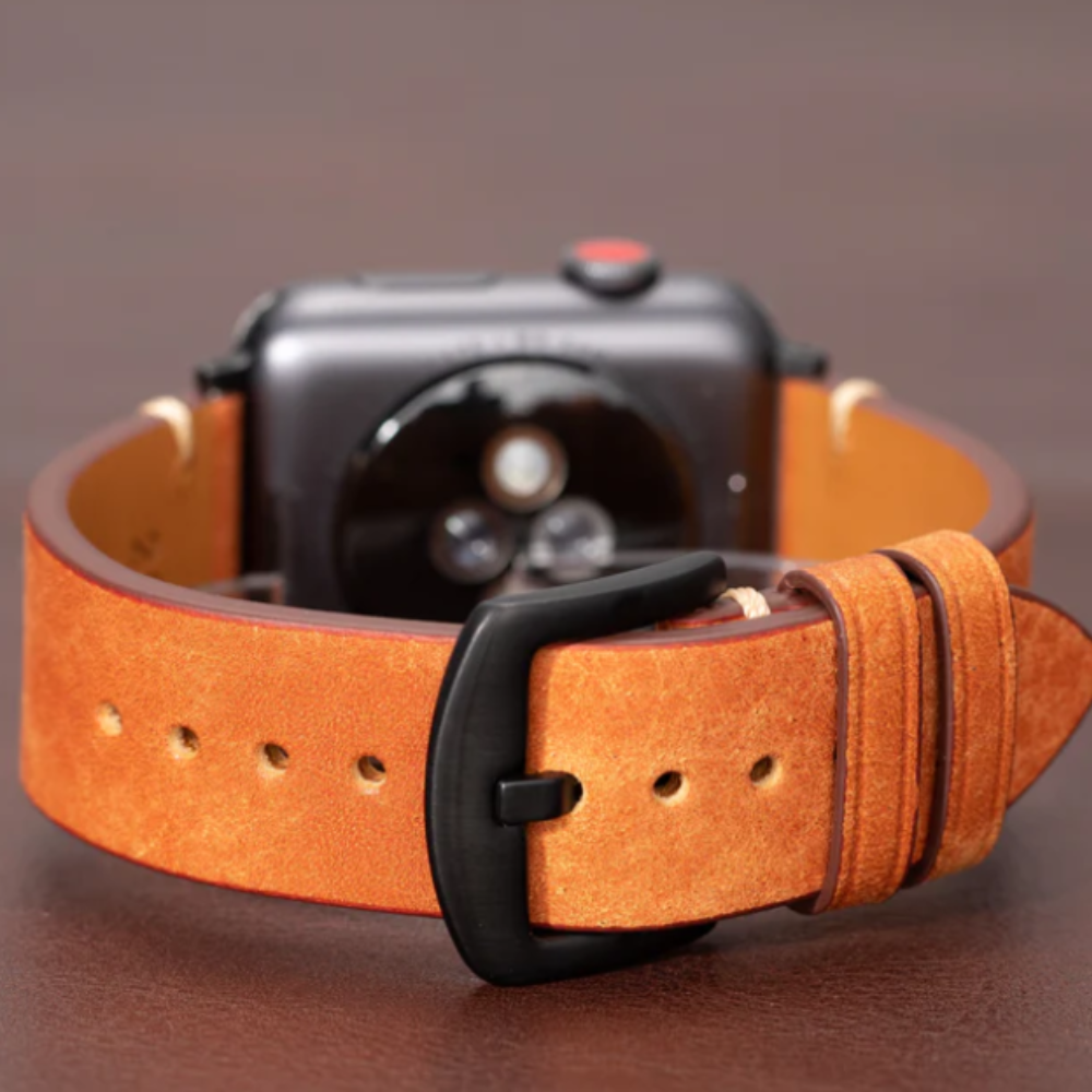 Moderne Orange Læder Strap Til Apple Watch