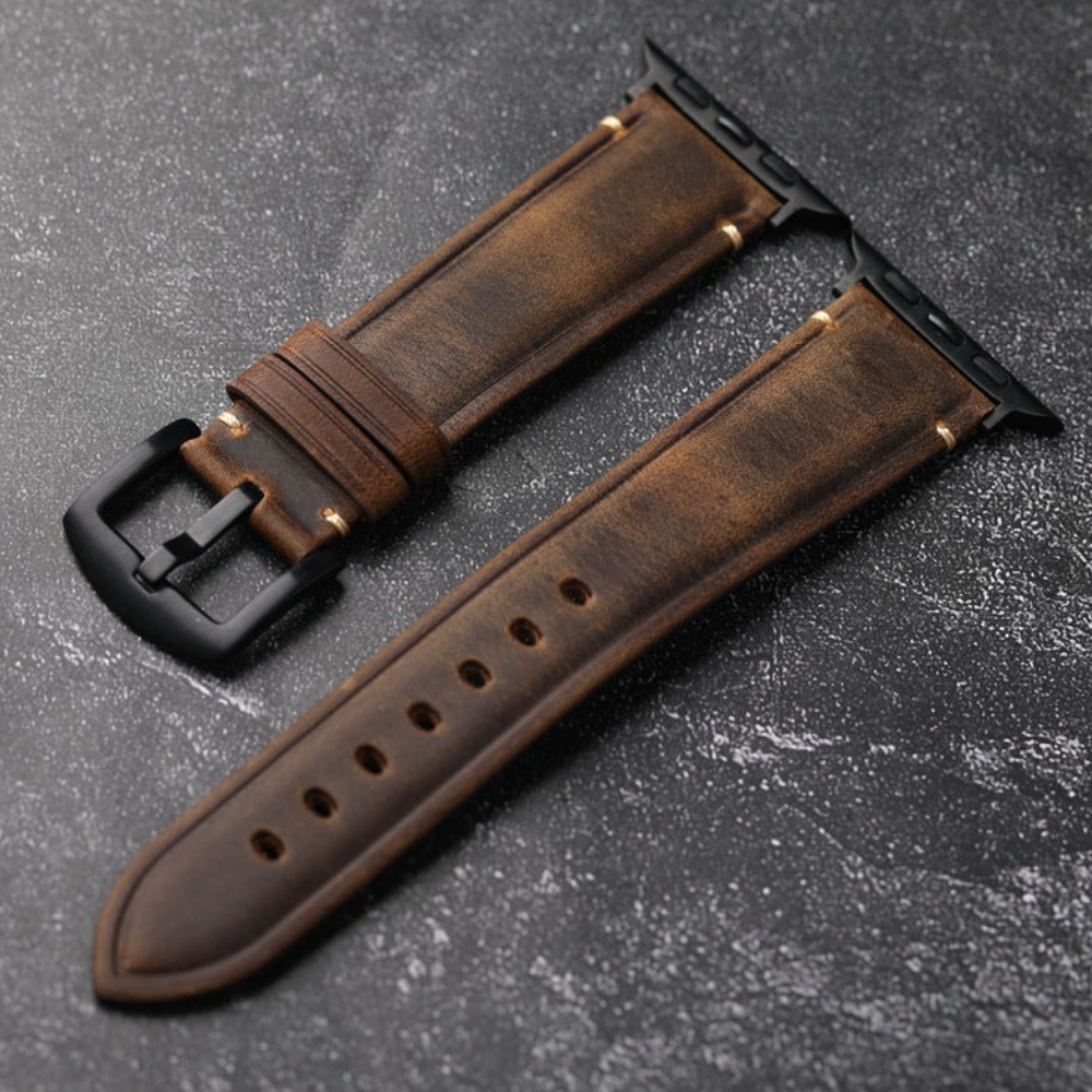 Klassisk Mørkebrun Læder Strap Til Apple Watch