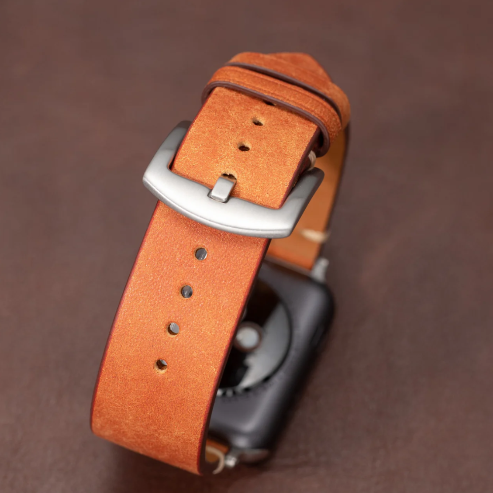 Moderne Orange Læder Strap Til Apple Watch