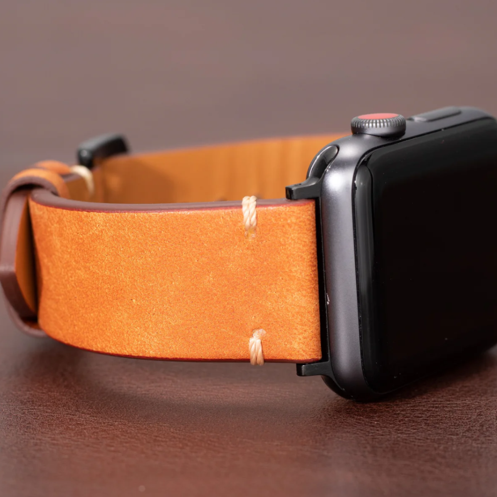 Moderne Orange Læder Strap Til Apple Watch