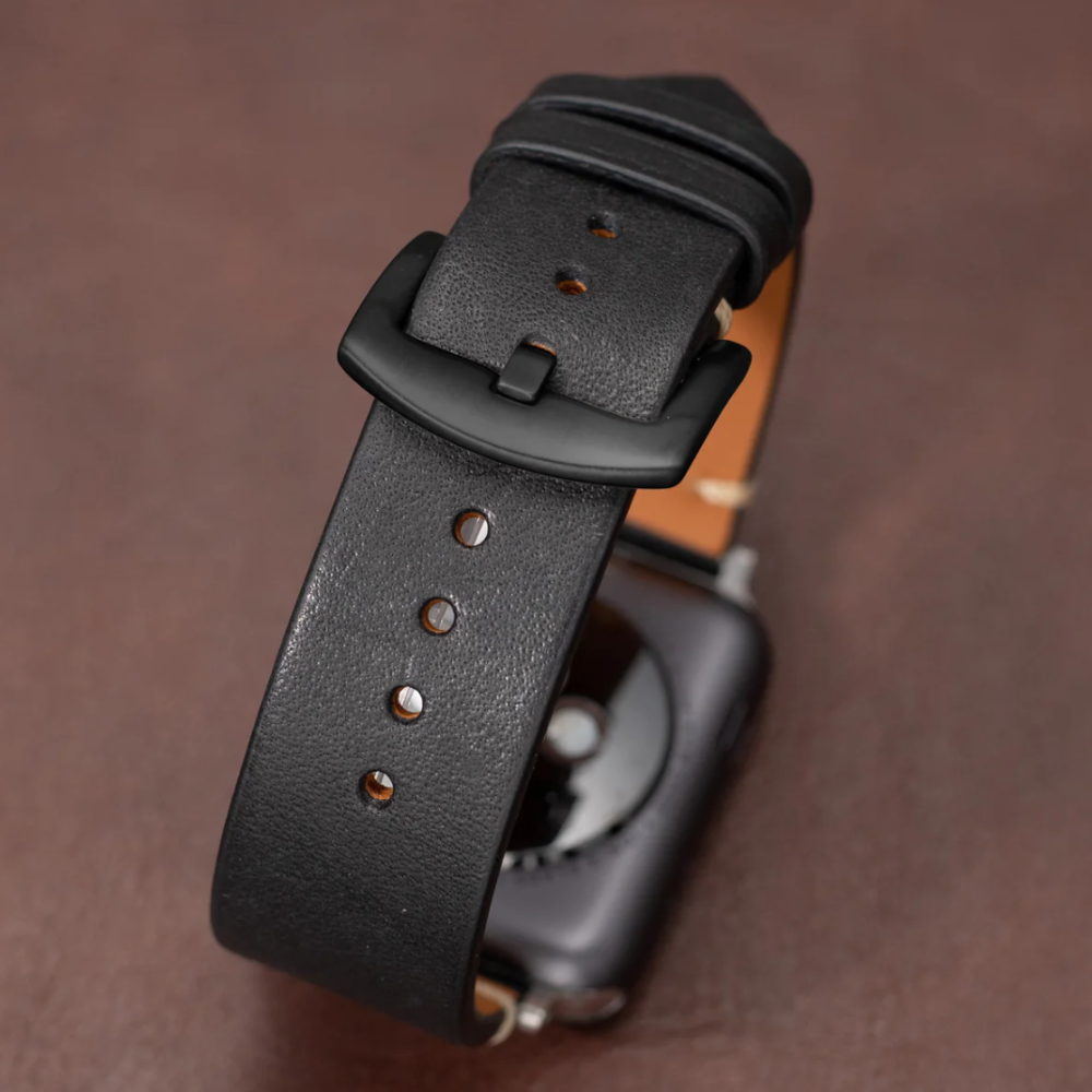 Moderne Sort Læder Strap Til Apple Watch