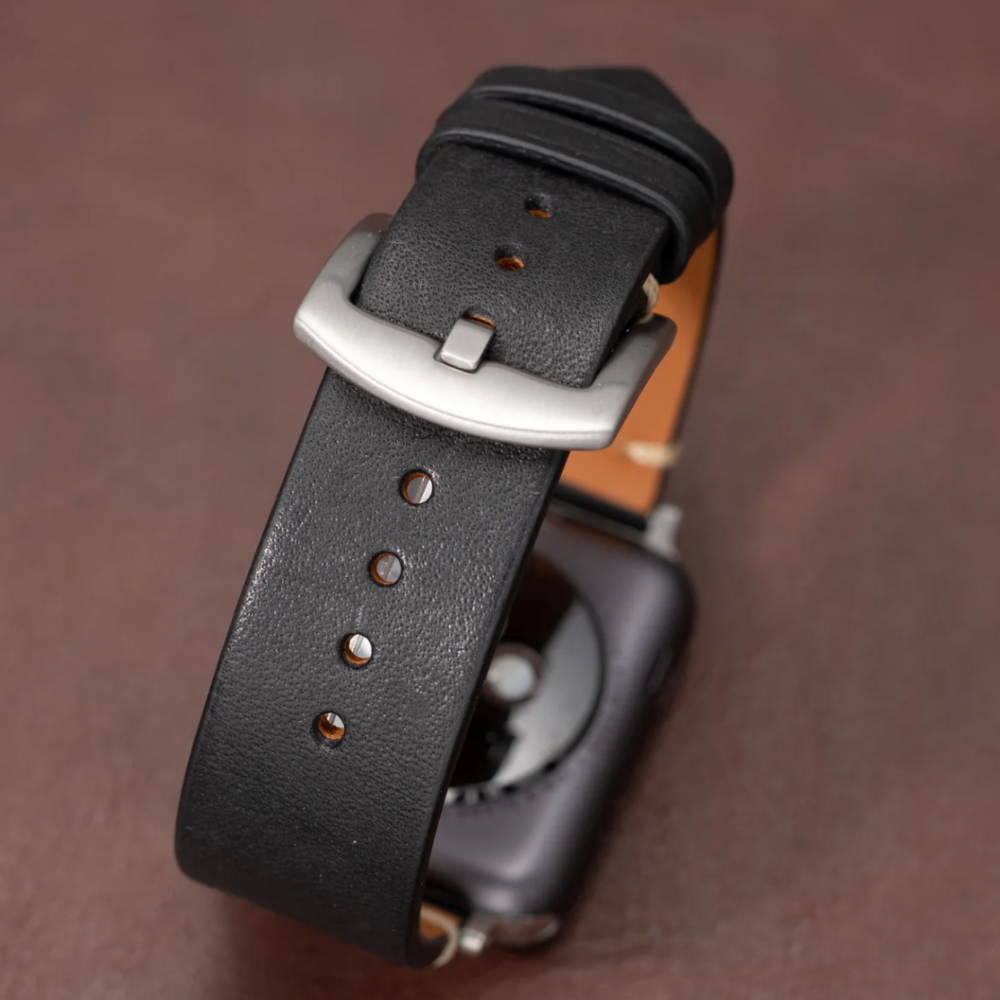 Moderne Sort Læder Strap Til Apple Watch