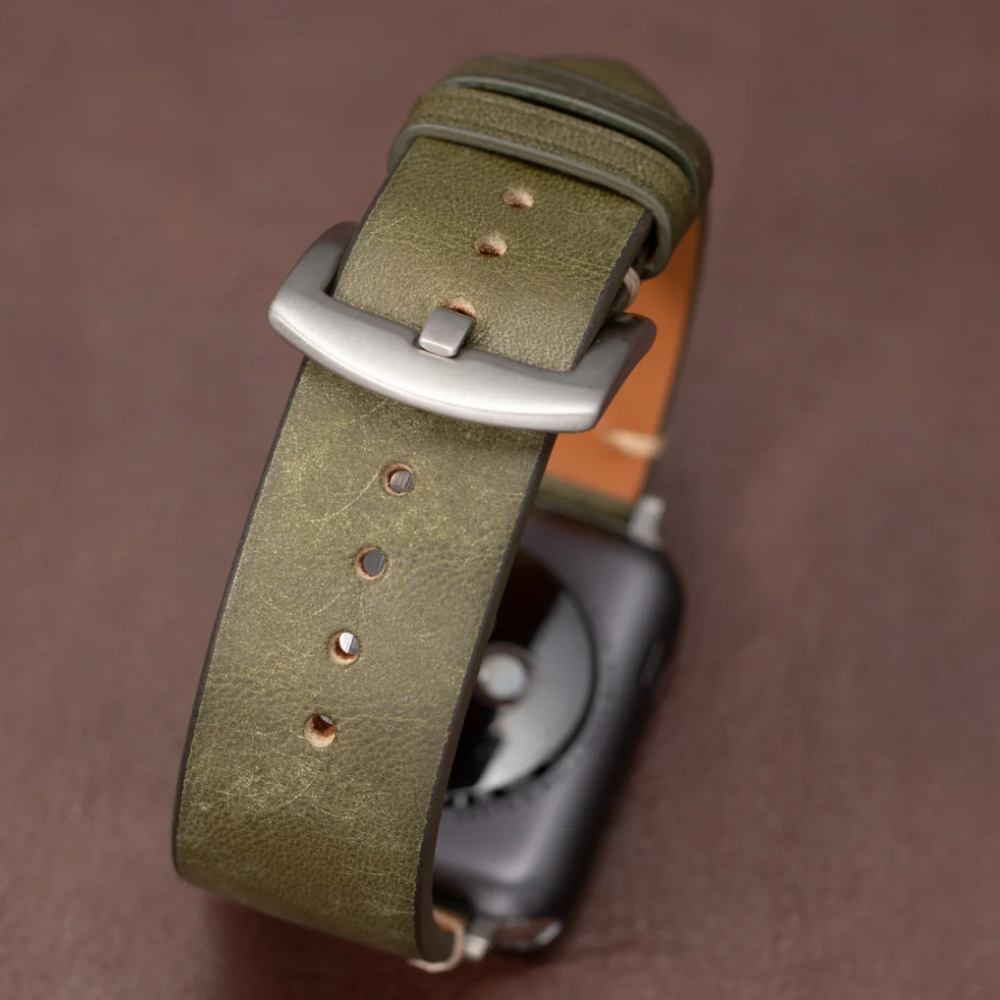 Moderne Grøn Læder Strap Til Apple Watch
