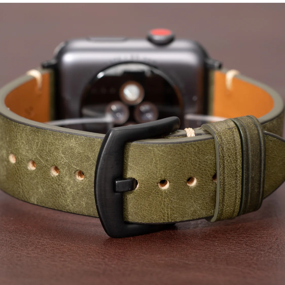 Moderne Grøn Læder Strap Til Apple Watch