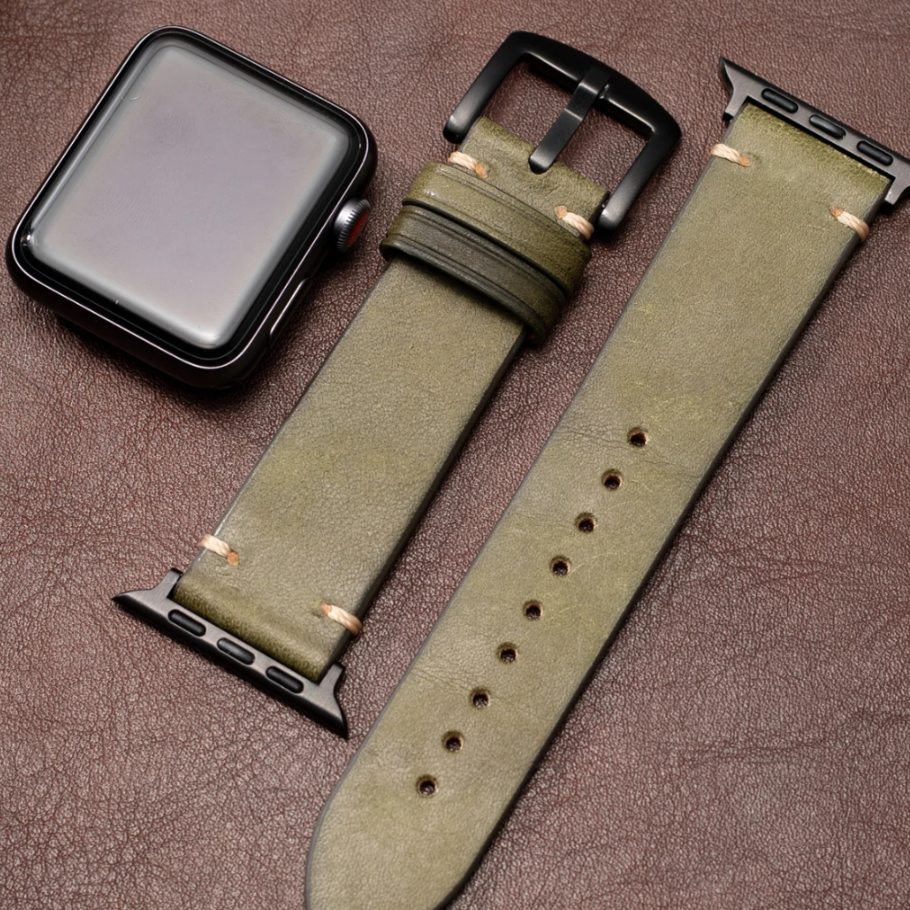 Moderne Grøn Læder Strap Til Apple Watch