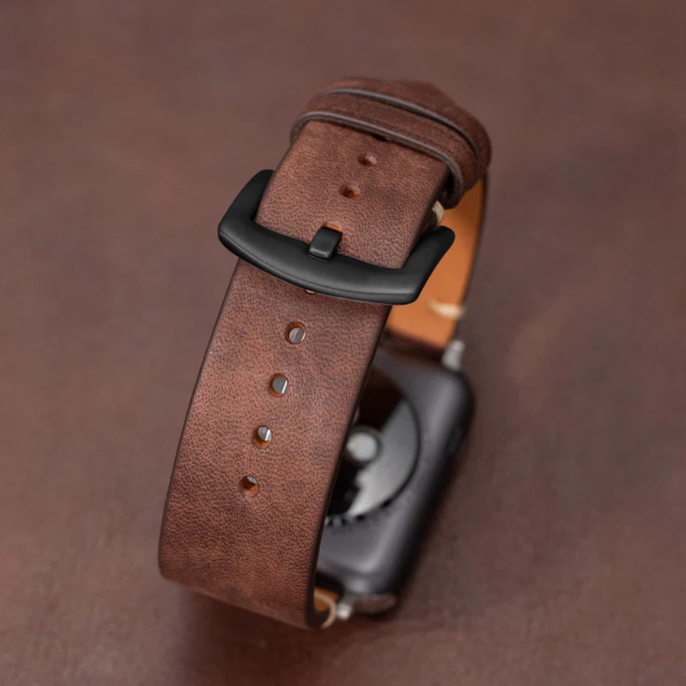 Moderne Mørkebrun Læder Strap Til Apple Watch