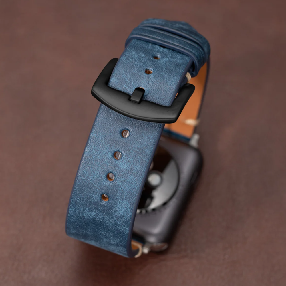 Moderne Blå Læder Strap Til Apple Watch
