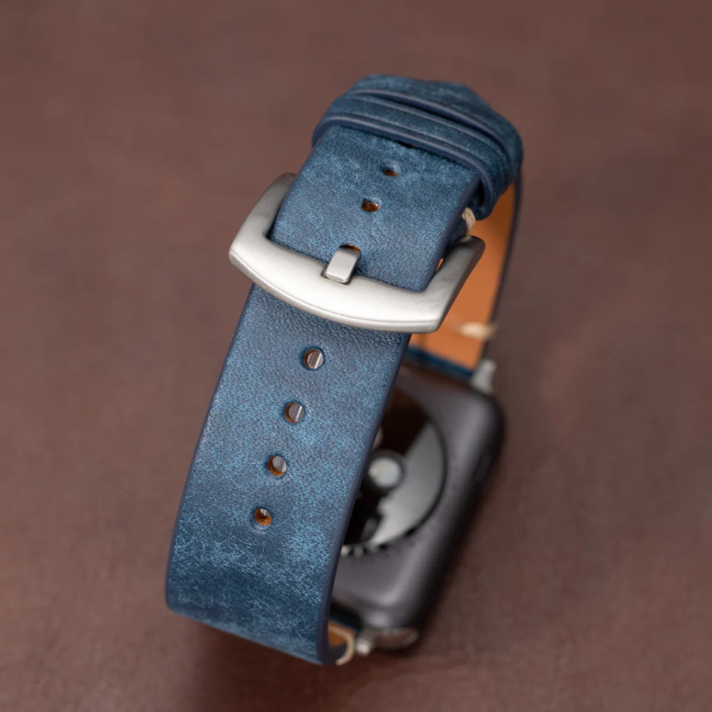 Moderne Blå Læder Strap Til Apple Watch