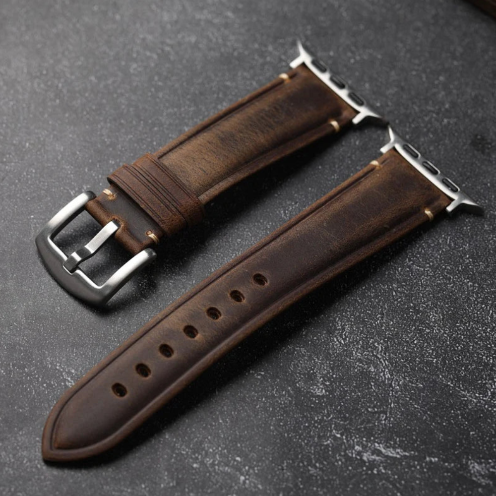 Klassisk Mørkebrun Læder Strap Til Apple Watch